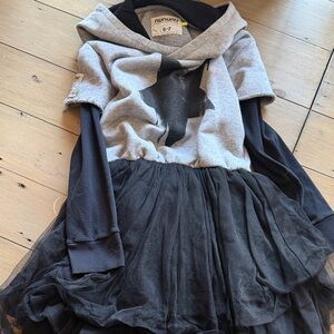 nununu Gray & Black Star Hoodie Tulle Dress